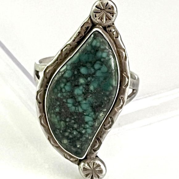 Old Pawn Vintage Navajo Damele Turquoise Sterling Silver Ring - Picture 4 of 6